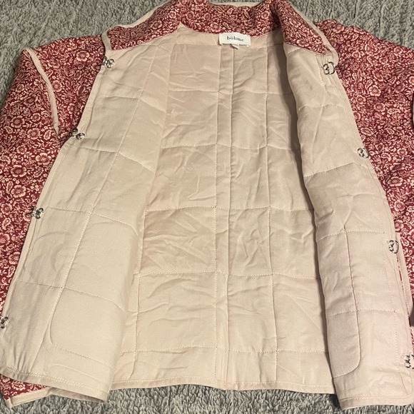 bohme Rose Pink Quilted Bomber Jacket with Cream Trim New no tags - Picture 4 of 6
